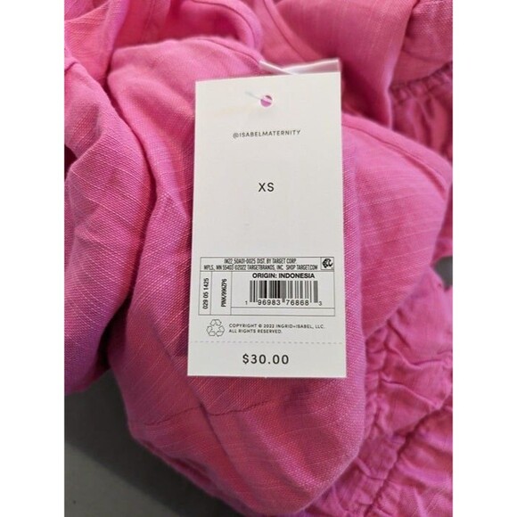 Women's Isabel Maternity Short Sleeve Woven Mini Maternity Dress Pink - Picture 7 of 7